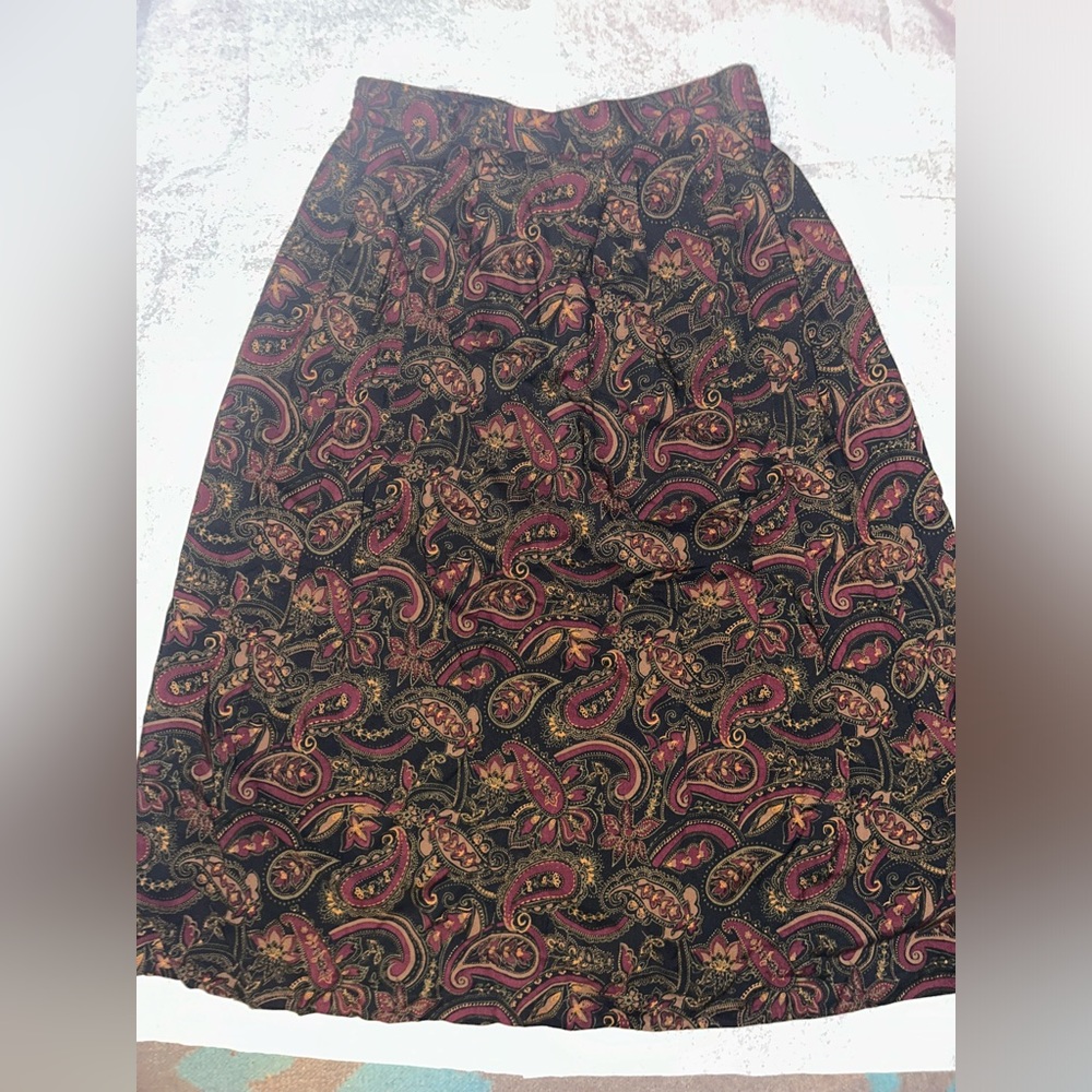 Sag Harbor Petite paisley maxi vintage skirt size large